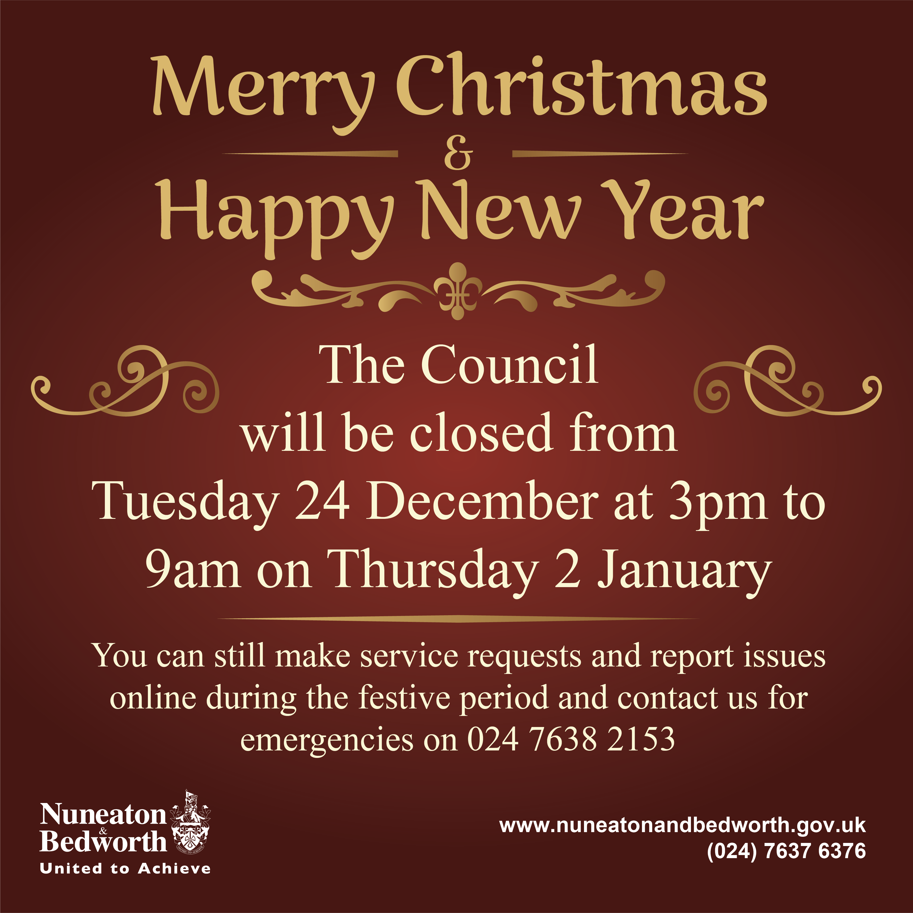 Christmas and new years closure 2024