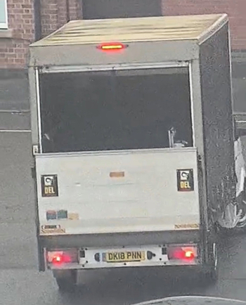 White Mercedes van, registration DK18 PNN.