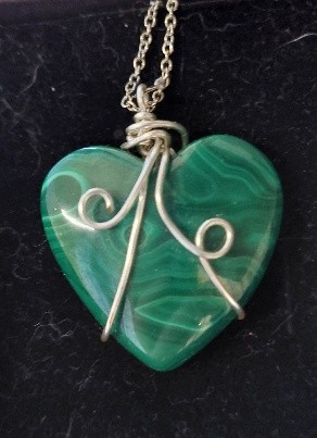 green heart shape necklace